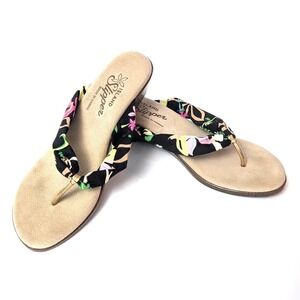 Island Slipper Made in Hawaii Floral Wedge Flip Flop Sandals Women Size 7